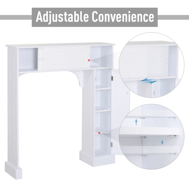HOMCOM Over-The-Toilet Storage Cabinet Shelf Organizer Freestanding Spacesaver White Home Bathroom