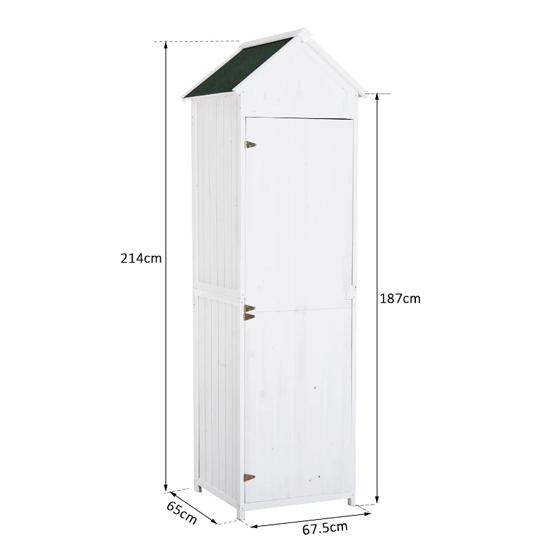 Outsunny Garden Shed, 65Lx67.5Wx214H cm, Wood-White