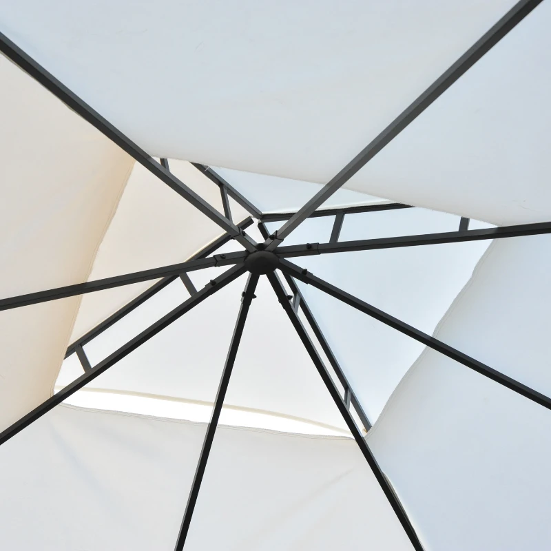 Outsunny 3x3 m Waterproof Double-Tier Gazebo-Brown/ Creamy White