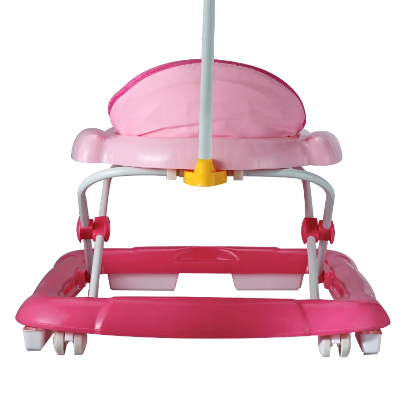 HOMCOM Foldable Baby Walker, Adjustable Height , 70L x 65W x 55Hcm-Pink