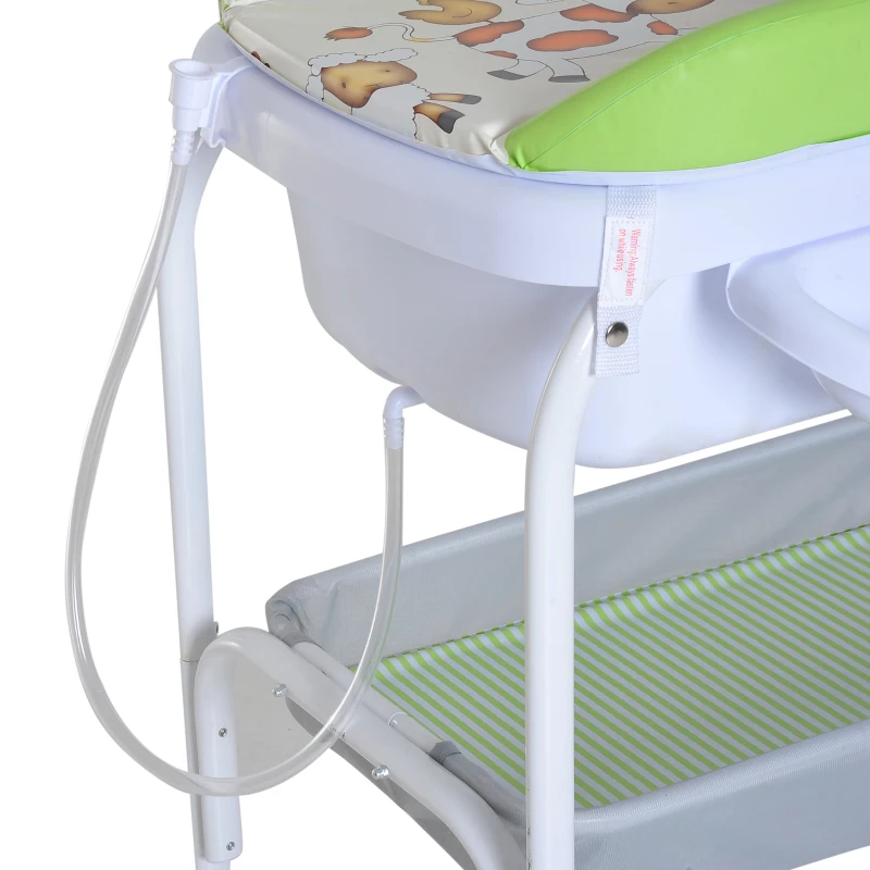 HOMCOM Folding Baby Bath and Changing Table Unit, 81Lx53Wx102H cm, Plastic-Green