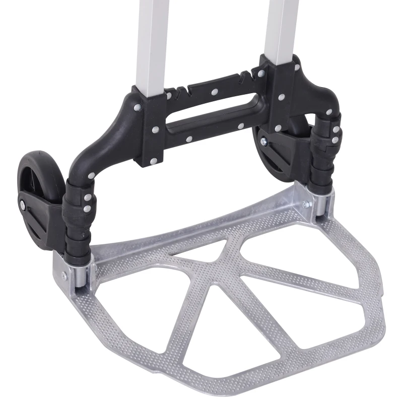 HOMCOM Steel Foldable Heavy Duty Luggage Cart Black/Silver