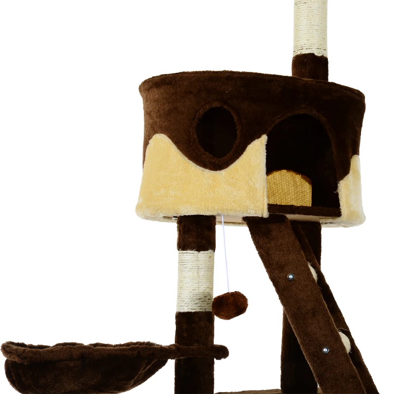 Pawhut 260cm Cat Tree Kitten Activity Center – Coffee & Cream
