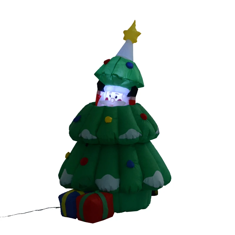 HOMCOM Large Christmas Inflatable Lighted Tree W/Hidden Santa Claus