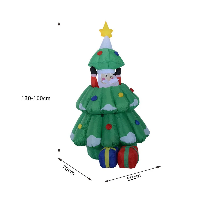 HOMCOM Large Christmas Inflatable Lighted Tree W/Hidden Santa Claus