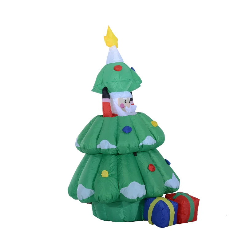 HOMCOM Large Christmas Inflatable Lighted Tree W/Hidden Santa Claus