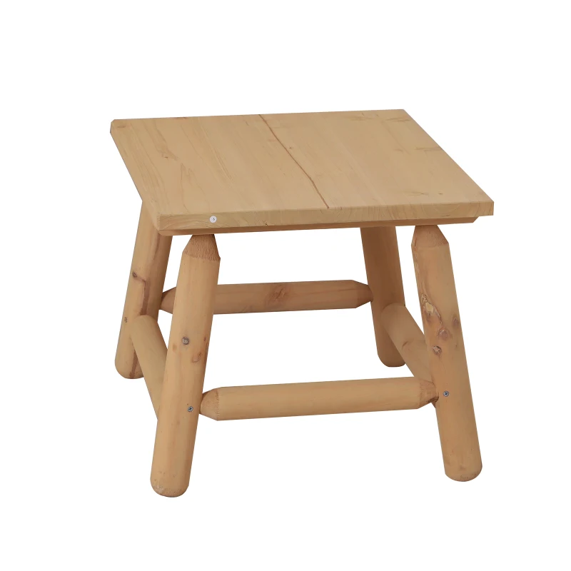 Outsunny Coffee Table, Fir Wood, 60Lx50Wx45H cm-Natural Wood Colour