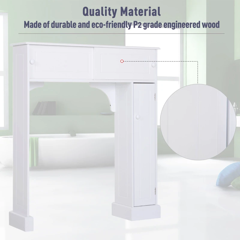 HOMCOM Over-The-Toilet Storage Cabinet Shelf Organizer Freestanding Spacesaver White Home Bathroom