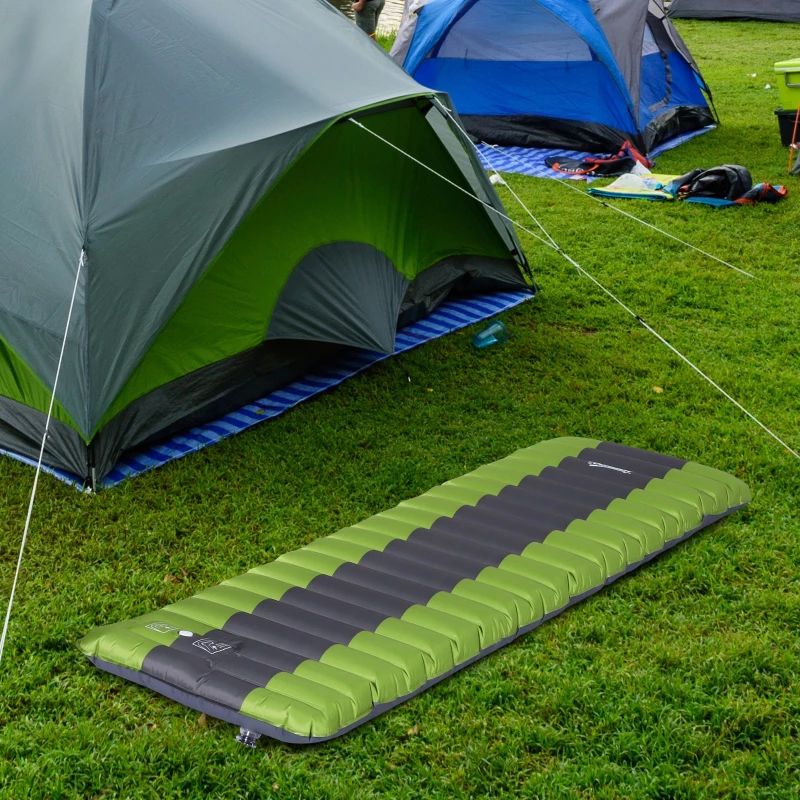 Outsunny PVC Self-Inflating Single Camping Mattress Bed Green