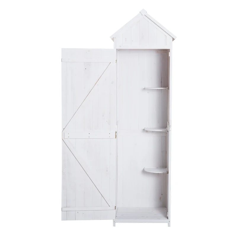 Outsunny Garden Shed, 65Lx67.5Wx214H cm, Wood-White