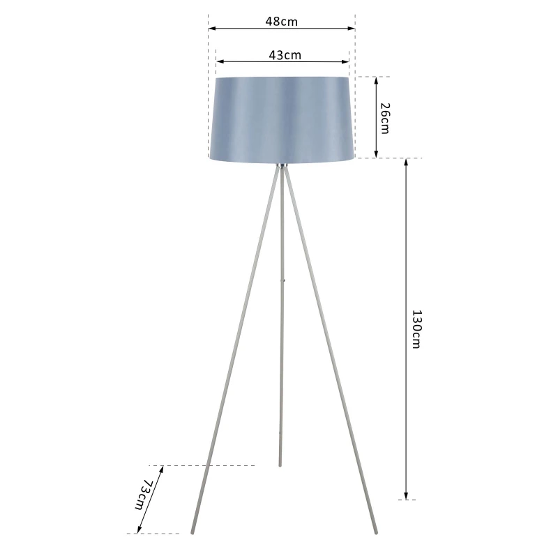 HOMCOM Tripod Floor Lamp, Ф48x156H cm, Metal/Linen-Grey