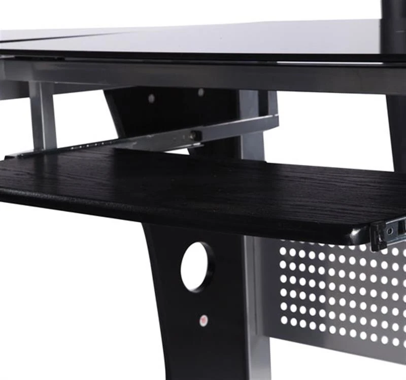 HOMCOM Glass Corner Workstation-Black