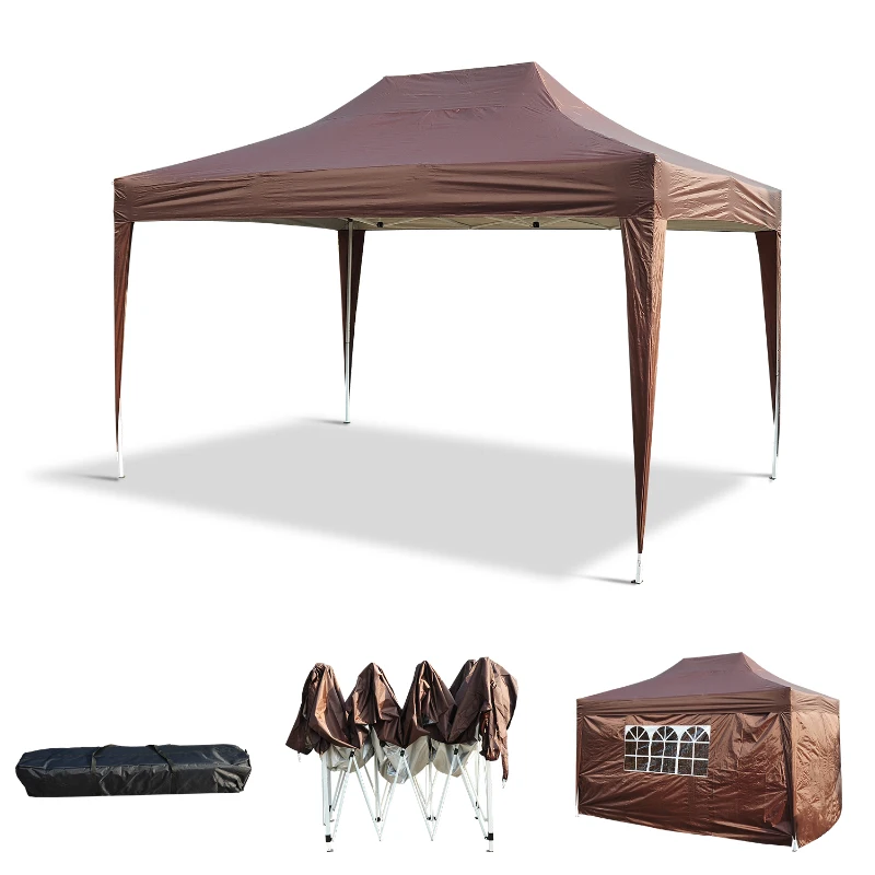 Outsunny Pop Up Gazebo Marquee, 4.5m x3m-Coffee
