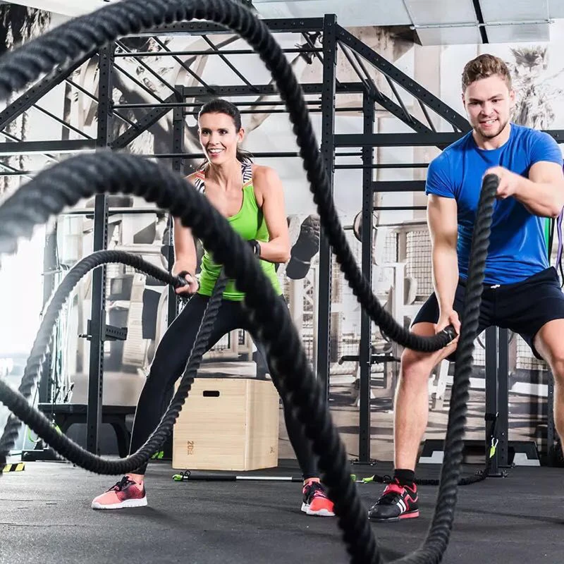 HOMCOM Battle Rope Workout Training Equipment Cardio Strength Full Body Exercise Polyester Black