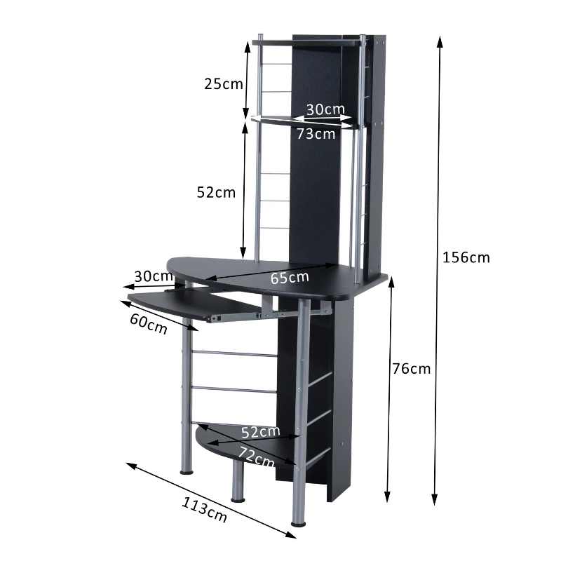 HOMCOM 113Lx65Dx158H cm Workstation-Black