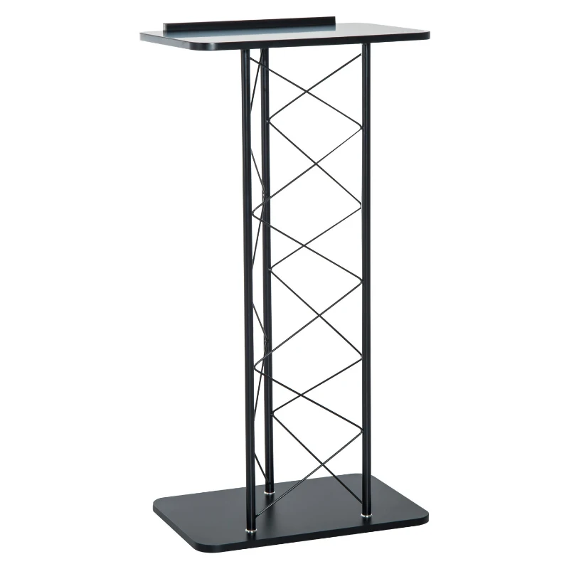 HOMCOM Floor-Standing Lecturn Stand-Black Metal Pipe, MDF