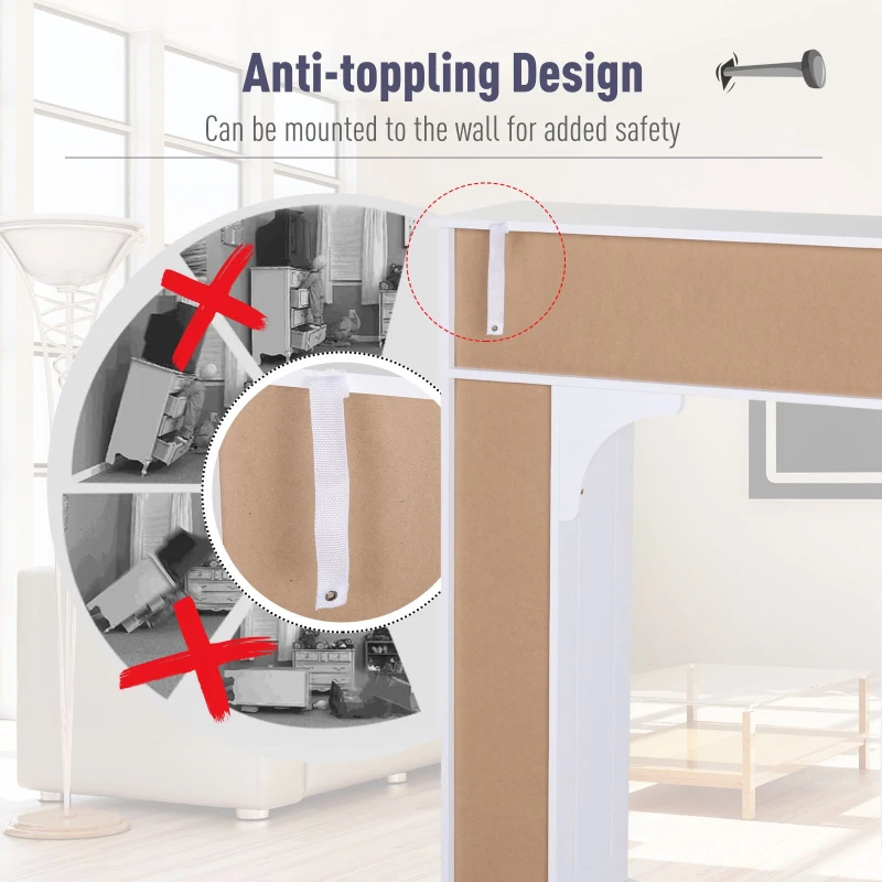 HOMCOM Over-The-Toilet Storage Cabinet Shelf Organizer Freestanding Spacesaver White Home Bathroom