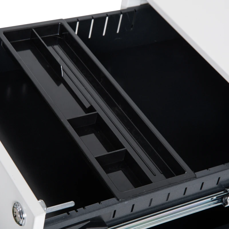 Vinsetto Mobile Pedestal File Cabinet, Cold Rolled Steel-White