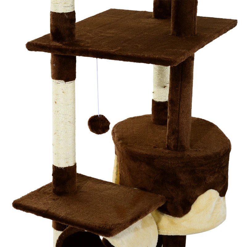 Pawhut 260cm Cat Tree Kitten Activity Center – Coffee & Cream