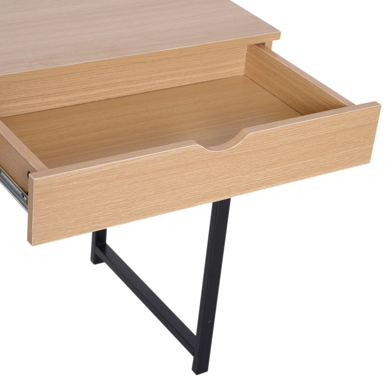 HOMCOM Computer Desk, 120Lx52Wx76.2Hcm-Natural Wood/Black Colour