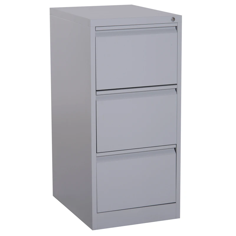 Vinsetto 3-Drawer File Cabinet, 47Wx62Dx102H cm, Steel-Grey