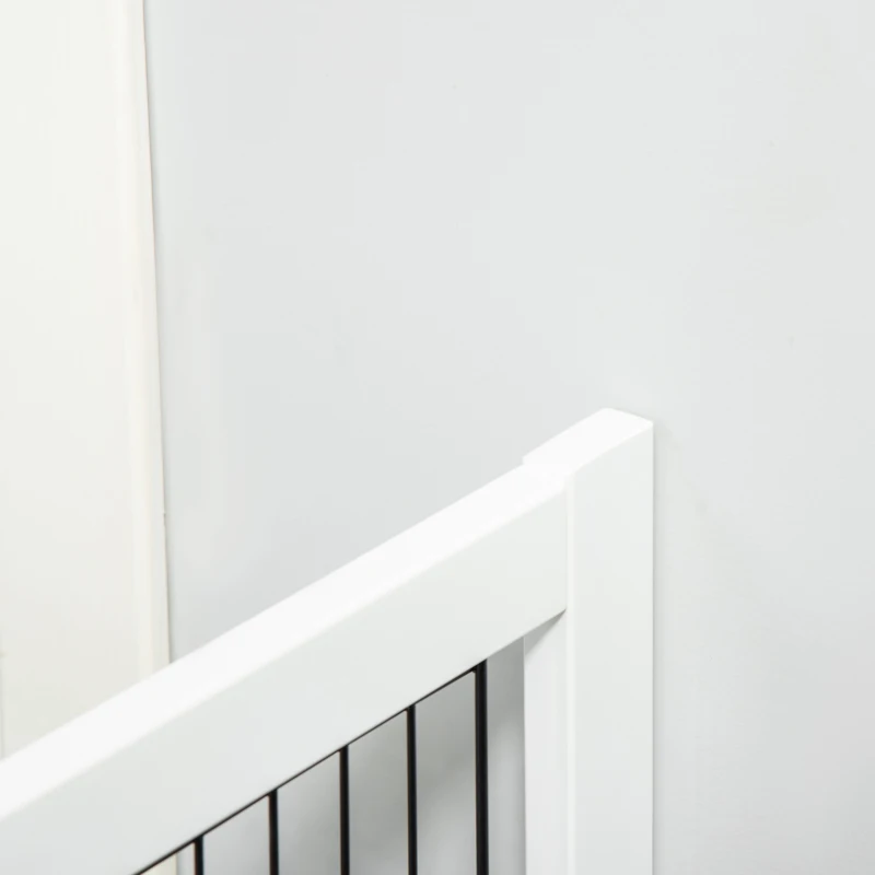 PawHut Barreira de Segurança Dobrável para Cães Barreira de Proteção com 4 Painéis para Animais de Estimação com Pés para Portas Escadas Corredores 264x35,5x77cm Branco