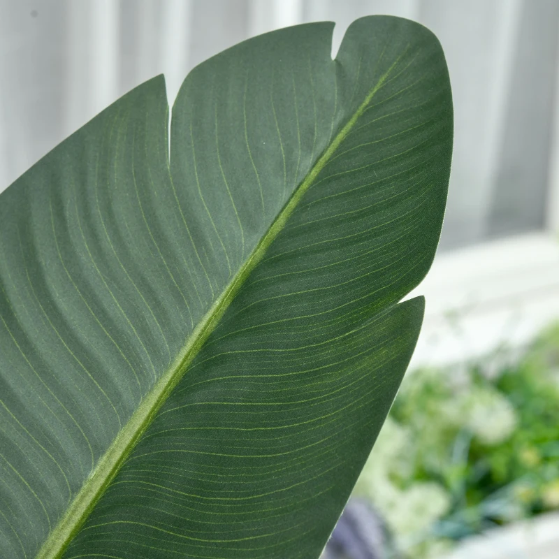 HOMCOM Planta Artificial Bananeira de 160cm com Vaso e 10 Folhas Realistas Planta Tropical Sintética para Decoração em Interior e Exterior Escritório Casa Verde