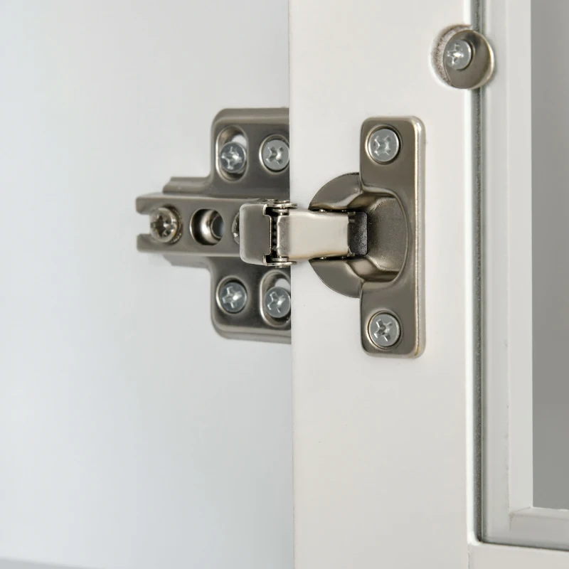 HOMCOM Modern Bookcase with Glass Doors, Display Storage Cabinet with Adjustable Shelves for Living Room, Study, Office, White