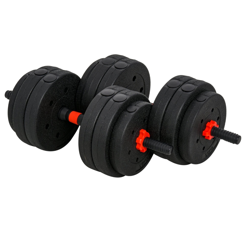 HOMCOM 25kg 2 IN 1 Adjustable Dumbbells Weight Set, Dumbbell Hand Weight Barbell for Body Fitness, Lifting Training for Home, Office, Gym, Black