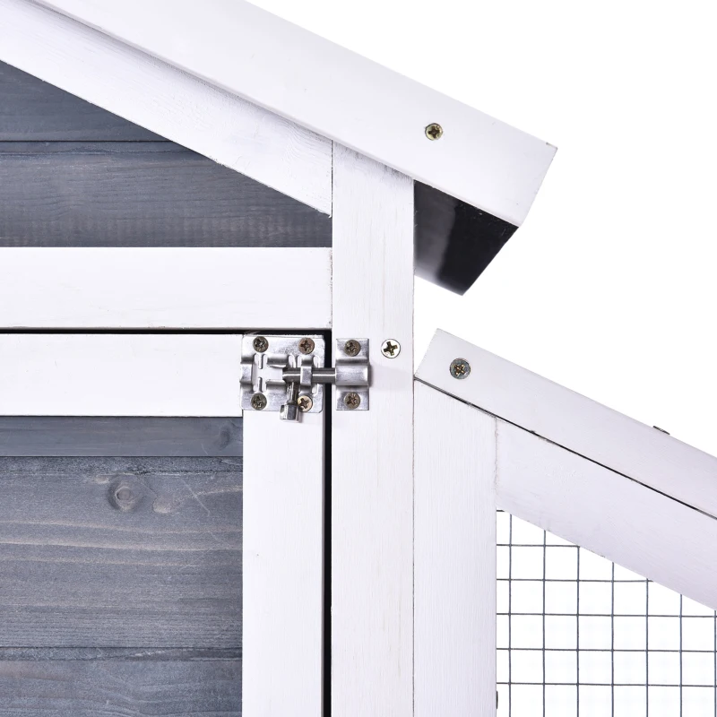 PawHut Galinheiro Exterior de Madeira Gaiola para Galinhas de 2 Níveis com Ninho Zona Aberta Teto Asfáltico Bandeja Removível e Rampa 175,4x95,5x100cm Cinza