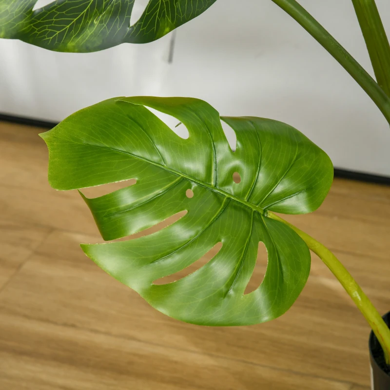 HOMCOM Planta Artificial Costela de Adão no Vaso 110cm de Altura Planta Artificial Tropical Decorativa com 11 Folhas para Casa Sala de Estar Dormitório Verde