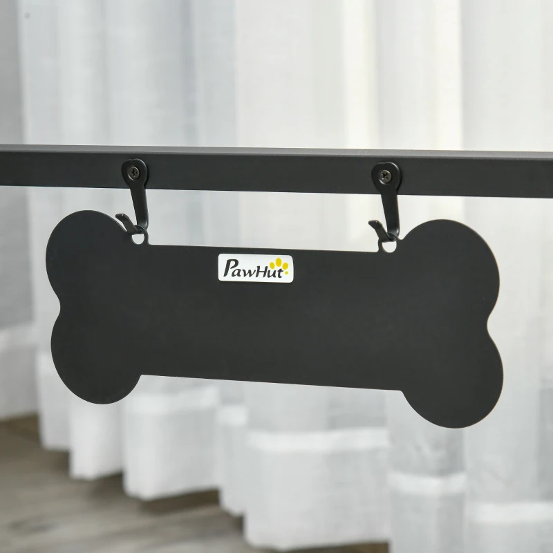 PawHut Comedouro para Cães Elevado com Altura Ajustável com 2 Tigelas de Aço Inoxidável Alimentador de Água e Comida para Animais de Estimação 58x32x50cm Preto e Carvalho