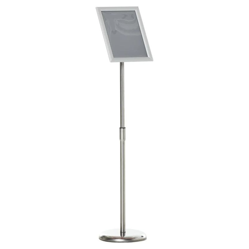 HOMCOM A4 Poster Stand height Adjustable Display Stands Board Replaceable Vertical & Horizontal with Metal Base Silver