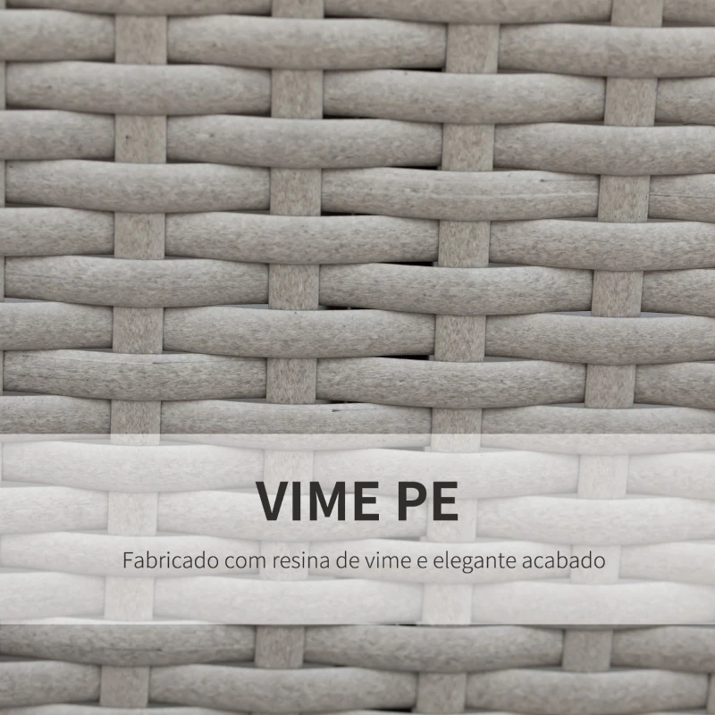 Outsunny Conjunto de Móveis de Jardim 9 Peças de Vime com Cadeiras Empilháveis Almofadas Removíveis Laváveis Mesa de Vidro Temperado para Exterior Pátio Terraço Cinza