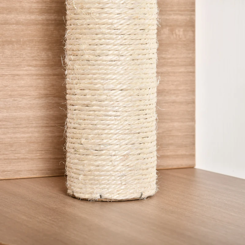 PawHut Prateleiras de Parede para Gatos Escadas de Tecido para Gatos com Plataformas e Postes Arranhadores de Sisal Centro de Atividades de Escada 129x40x31,5cm Marrom Claro