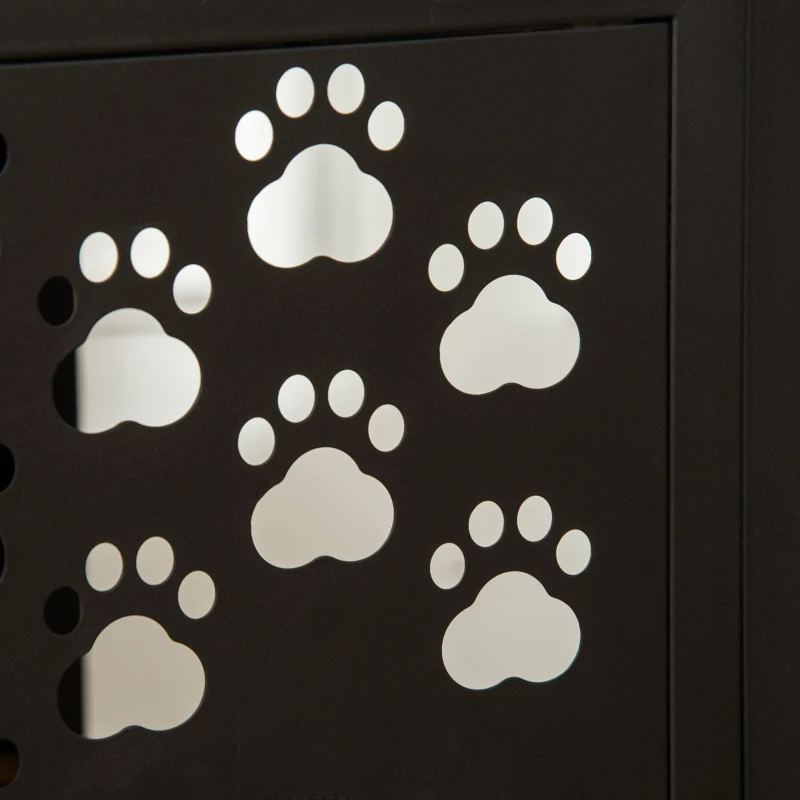 PawHut Casa para Gatos de Madeira com Mesa Superior e Prateleiras de Armazenamento e Caverna Cama para Gatos com Almofada Lavável e Porta Deslizante Aço 101x52x60cm Marrom Rústico