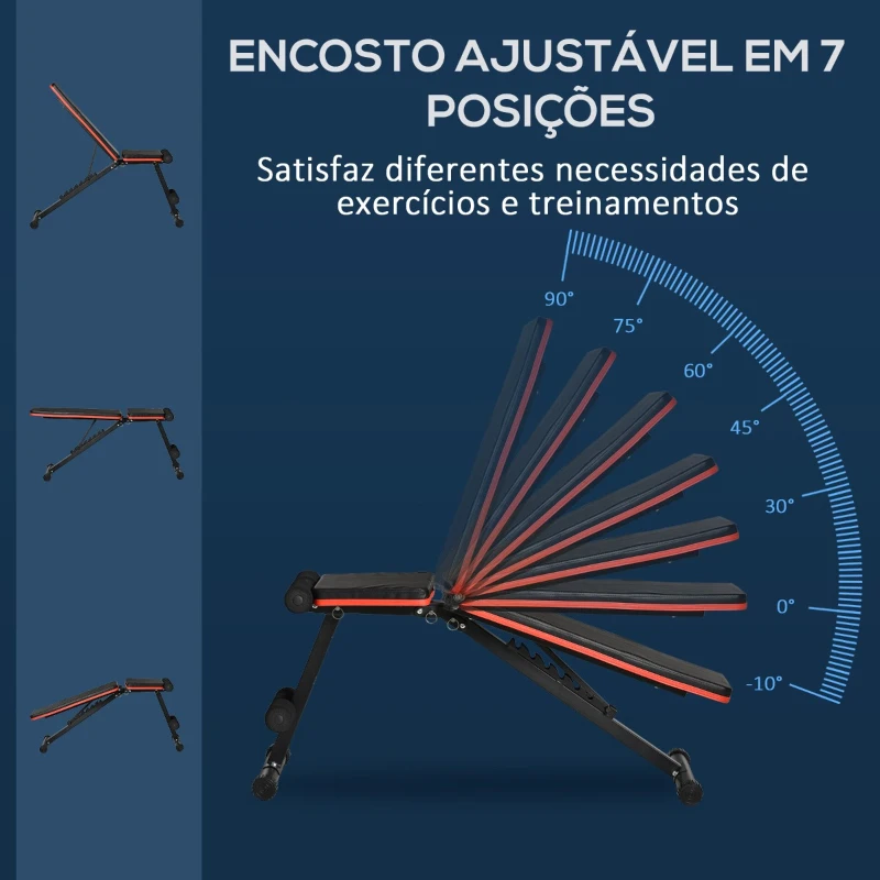 HOMCOM Banco de Peso com Altura Ajustável Banco de Pesos com Encosto Inclinável em 7 Posições para Treinamento em Casa academia 116x43x56-116cm Preto