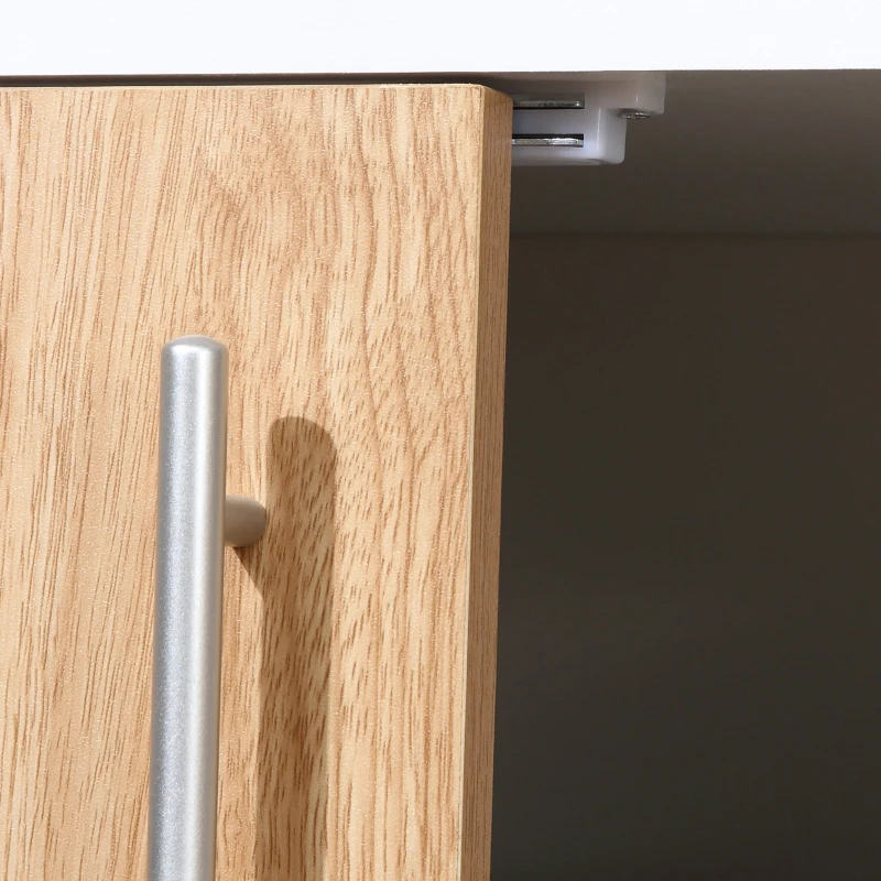 HOMCOM Aparador de sala de estar com 4 Portas Prateleiras Ajustáveis e Pés Metalicos Móvel Auxiliar Moderno 147,2x40,5x76,2cm Natural e Branco