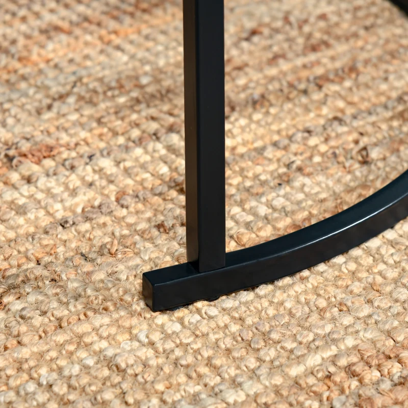 HOMCOM Conjunto de 2 Mesas Auxiliares Redondas Empilháveis Mesa de Centro Modernas com Bancada em Efeito de Mármore e Estrutura de Aço Ø60x46cm e Ø40x40cm Preto