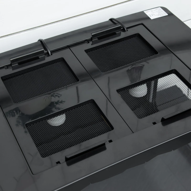 PawHut Terrário para Reptéis Terrário para Insetos de Acrílico com Comedouro Termômetro 2 Suportes para Lâmpada E27 e Interruptor para Largato Camaleão 60x40x40,5cm Preto