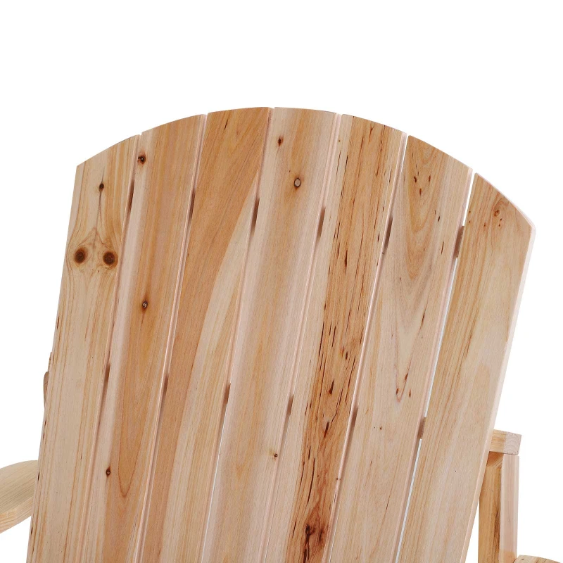 Outsunny Outdoor Classic Wooden Adirondack Deck Chair with Cup Holder - Natural Wood