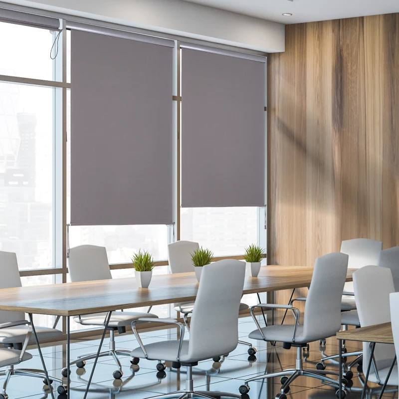 Outsunny Exterior Roller Shade Cordless Roller Shade Manual Patio Window Blind Pull Down Roller Sun Shade