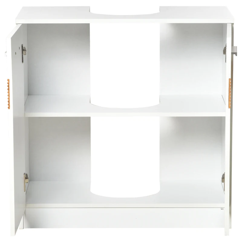 Kleankin Móvel para Lavatório Pousar Armário Casa de Banho de Madeira com 2 Portas e Prateleira Interior Estilo Moderno 60x30x60,5cm Branco