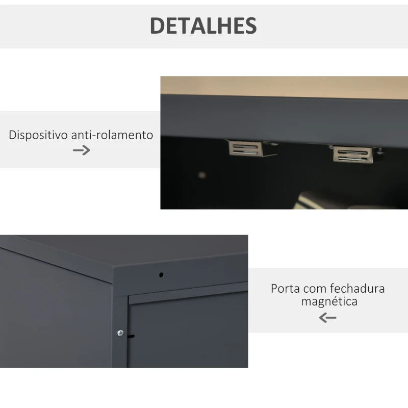 HOMCOM Armário de Metal de Armazenamento com Dupla Porta 2 Prateleiras com Altura Ajustável Armário Multiúso para Escritório Dormitório Garagem 75x33x110cm Cinza