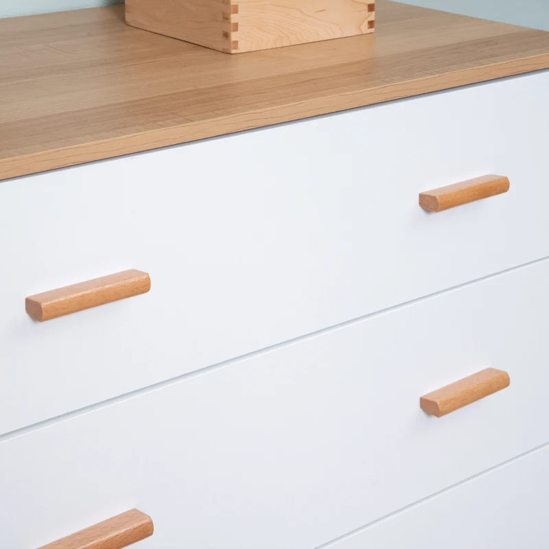 HOMCOM Cómoda de Madeira com 3 Gavetas Armário Auxiliar de Armazenamento Moderna com Pés Elevados para Dormitório Sala de Estar 80x39x80cm Branco e Madeira Natural