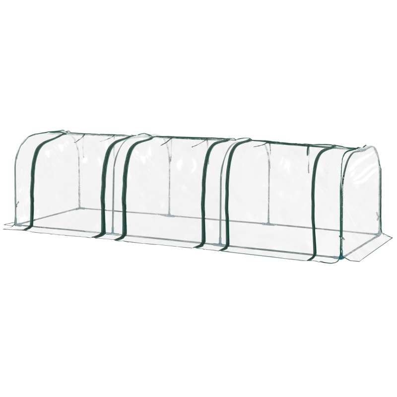 Outsunny Large Transparent PVC Tunnel Greenhouse Green Grow House Steel Frame 300x100x80 cm