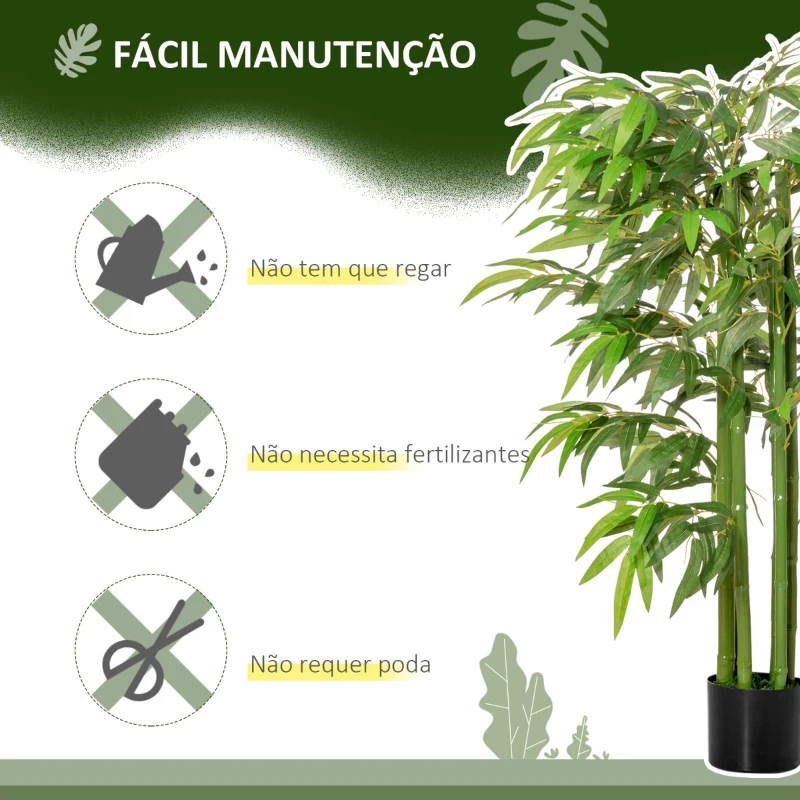 HOMCOM Bambú Artificial 140cm com Vaso Planta Artificial para Interior e Exterior Decoração de Casa Escritório Verde