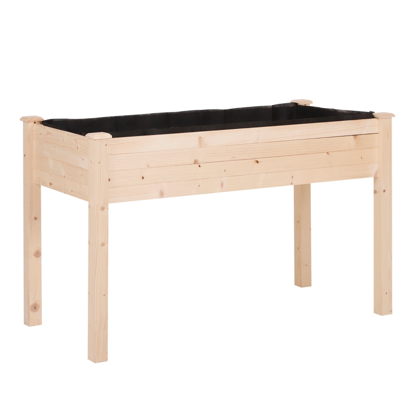Outsunny Garden Rectangular Wooden Planting Flower Elevated Raised Bed Stand Pot Outdoor Planter Vegetable Herb Holder Display Box - 76H x 122.5L x 56.5Wcm
