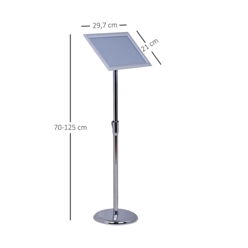 HOMCOM A4 Poster Stand height Adjustable Display Stands Board Replaceable Vertical & Horizontal with Metal Base Silver