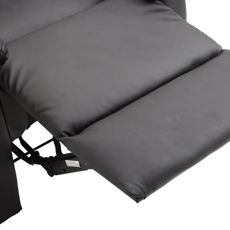HOMCOM Poltrona Relax Reclinável Estofado em PU Poltrona de Sala de Estar com Apoio para os Pés Retrátil Encosto Alto Apoio para os Braços e Assento Acolchoado Grosso 80x97x107cm Preto
